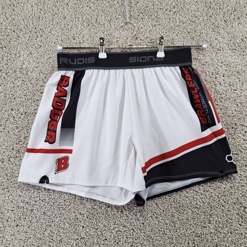 Rudis Wrestling Shorts Mens Large White Badger Brawlers Athletic Gym Training